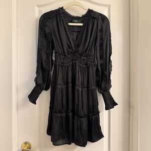 o.p.t. Black Long-Sleeve Ruffle Tiered Dress